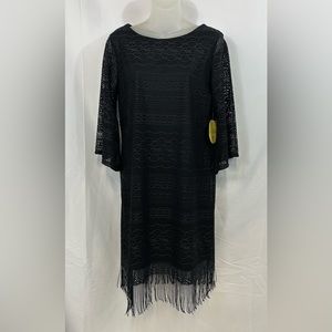 COPY - NWT Emma & Michele Womens Eyelet Summer Dress Fringe Size Medium Black L…